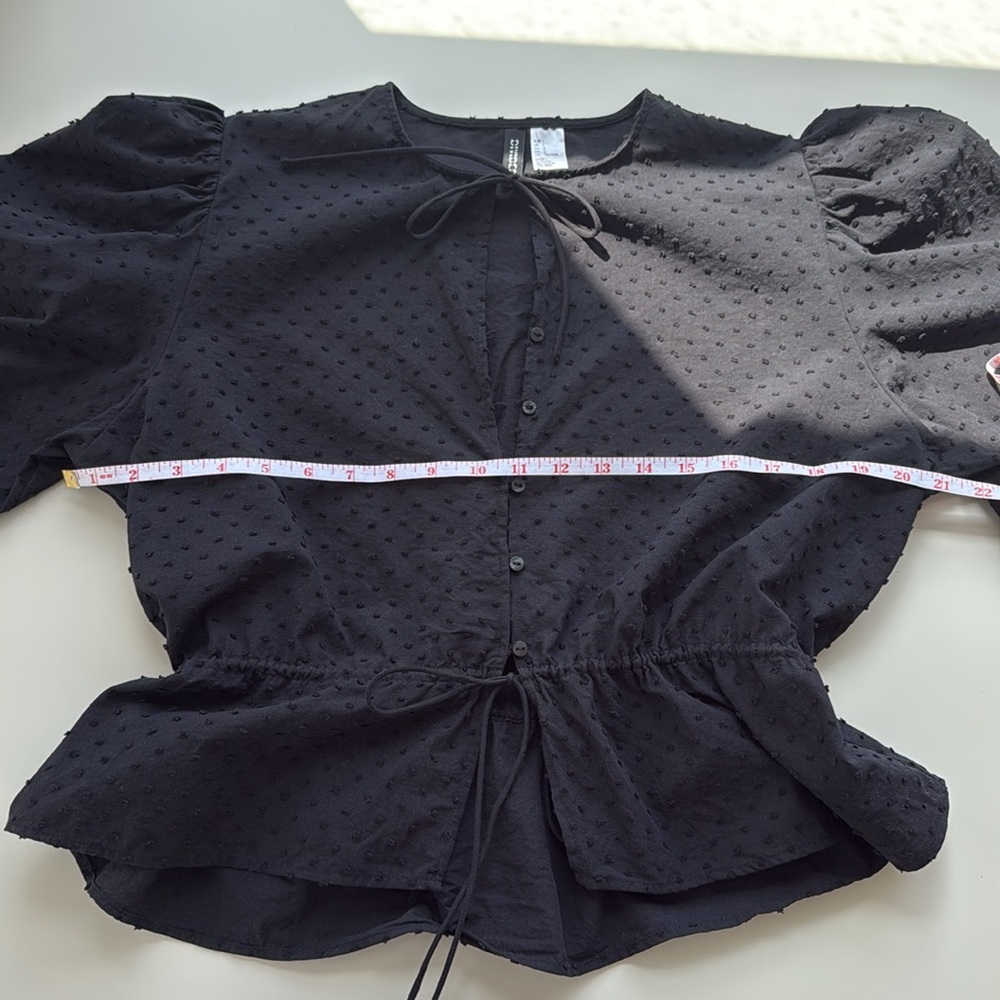 H&M Black Textured Blouse Size L - Picture 9 of 11